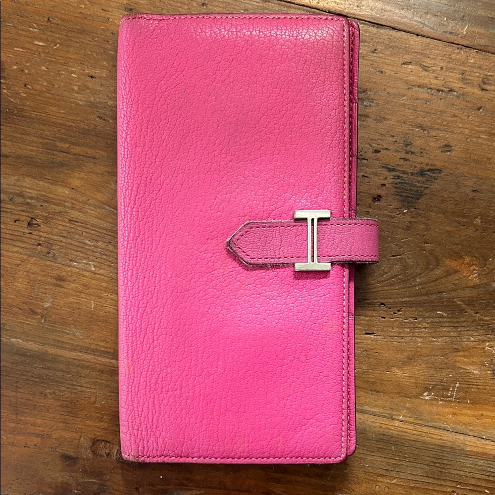Hermes Bearn Long Leather Wallet, Authentic